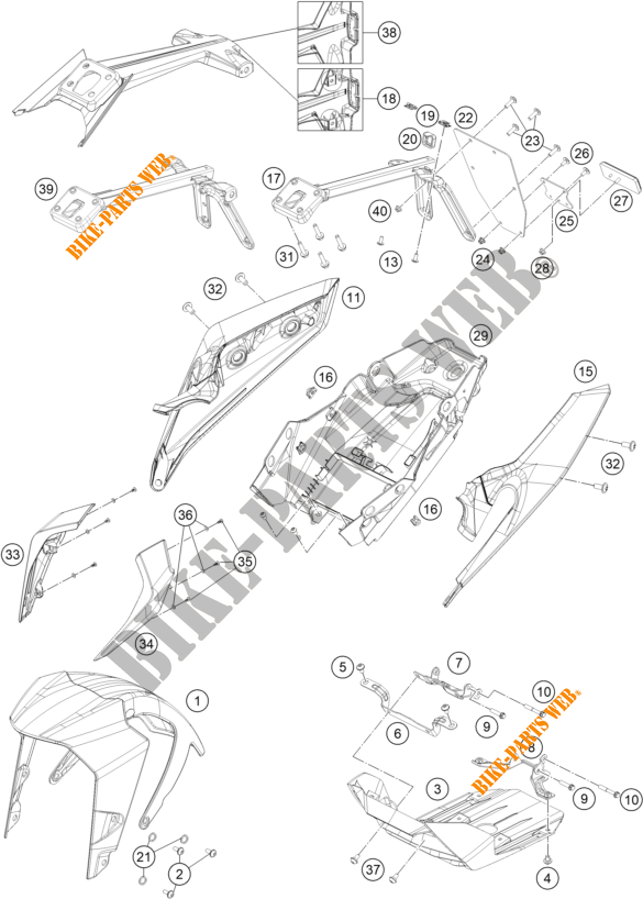 PLASTICS for KTM 390 DUKE WHITE - CKD 2021