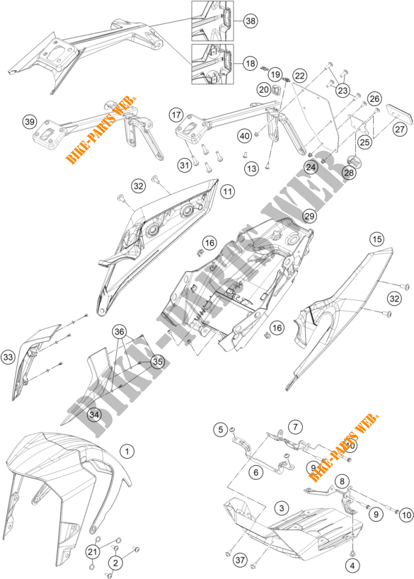 PLASTICS for KTM 390 DUKE SILVER - CKD 2021