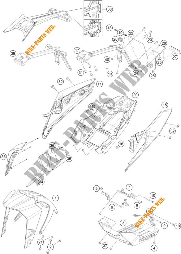 PLASTICS for KTM KTMR2R 390 DUKE WHITE 2020