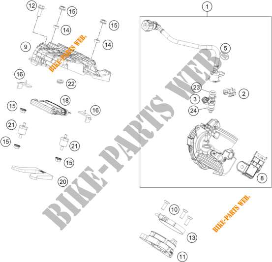 THROTTLE BODY for KTM 390 DUKE ORANGE - IKD 2020