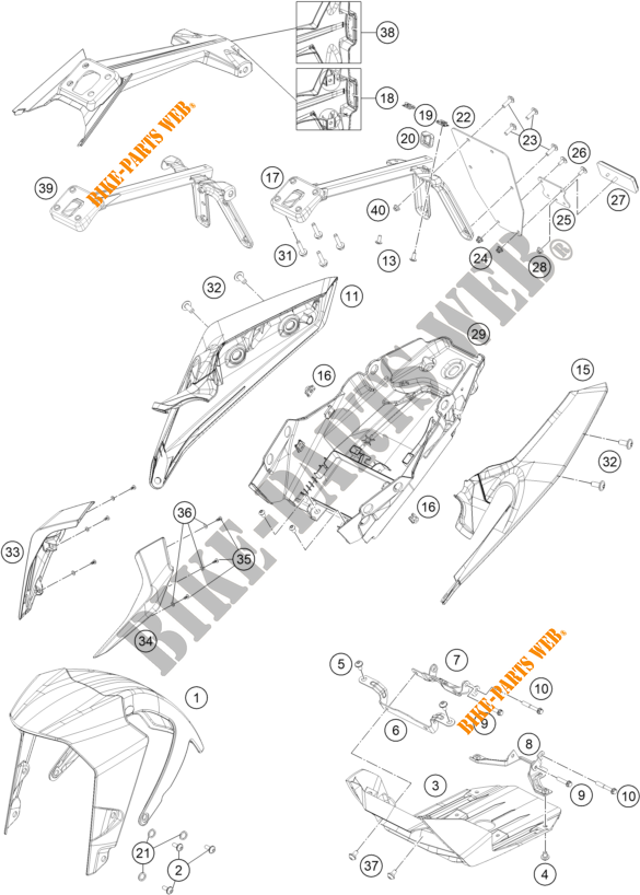 PLASTICS for KTM 390 DUKE WHITE - B.D. 2019