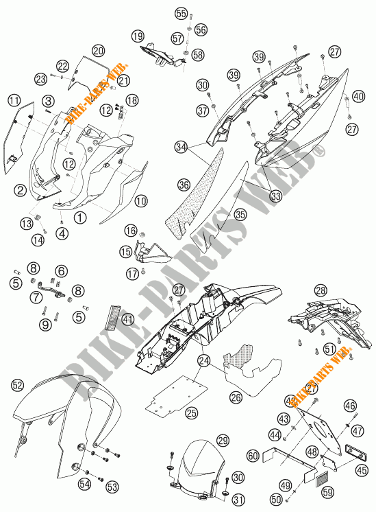 PLASTICS for KTM 990 SUPER DUKE ORANGE 2007