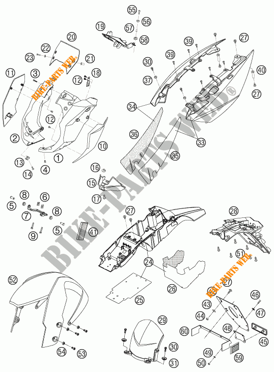 PLASTICS for KTM 990 SUPER DUKE ORANGE 2007