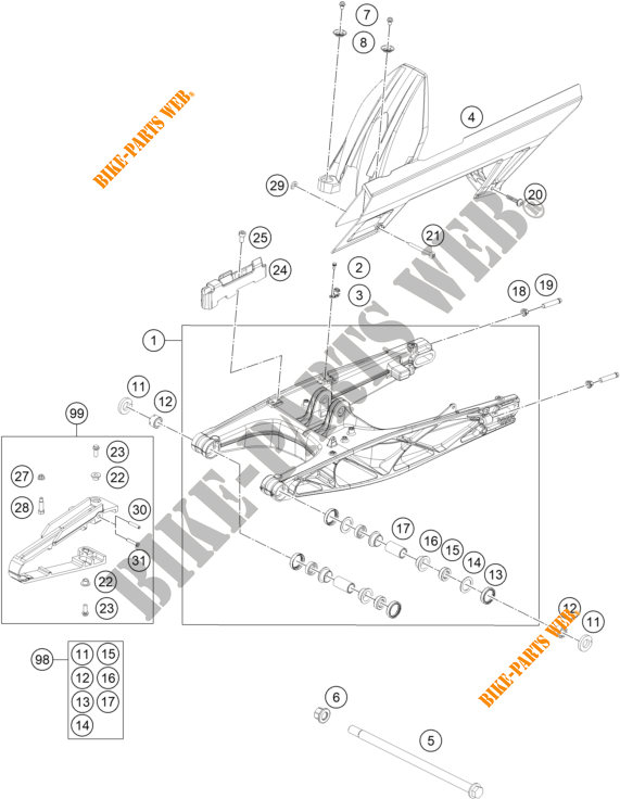 SWINGARM for KTM 200 DUKE ORANGE ABS - B.D. 2020