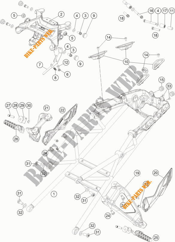 REAR SUB FRAME for KTM 1290 SUPER DUKE GT GREY 2017