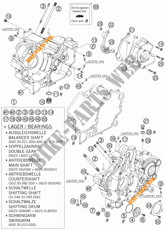 CRANKCASE for KTM 990 SUPER DUKE ORANGE 2005