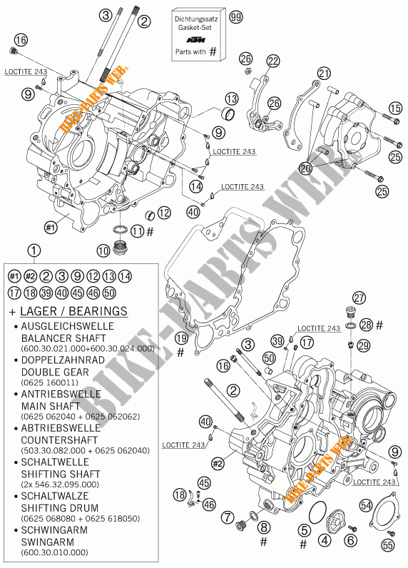 CRANKCASE for KTM 990 SUPER DUKE ORANGE 2005