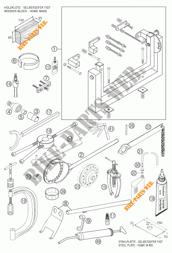 SPECIFIC TOOLS (ENGINE) for KTM 640 DUKE II LIMITED EDITION 2006