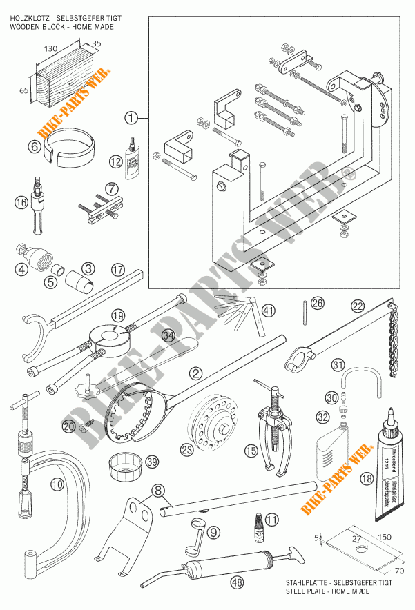 SPECIFIC TOOLS (ENGINE) for KTM 640 DUKE II LIMITED EDITION 2006