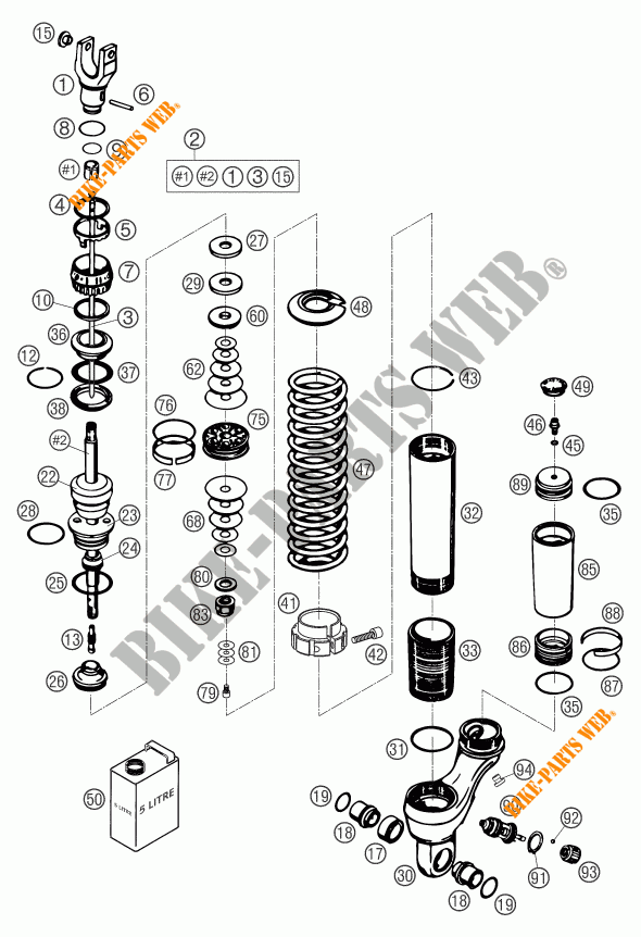 SHOCK ABSORBER (PARTS) for KTM 640 DUKE II YELLOW 2004