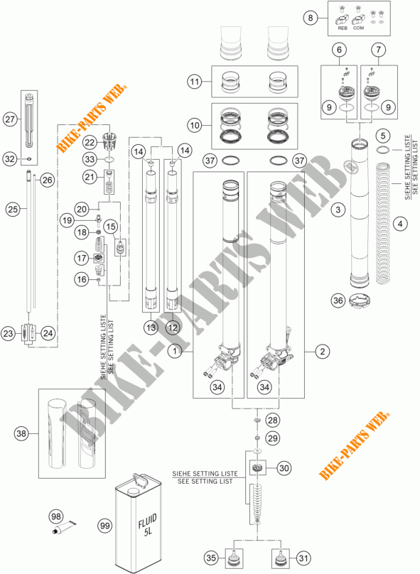 FRONT FORK (PARTS) for KTM 250 EXC-F 2023