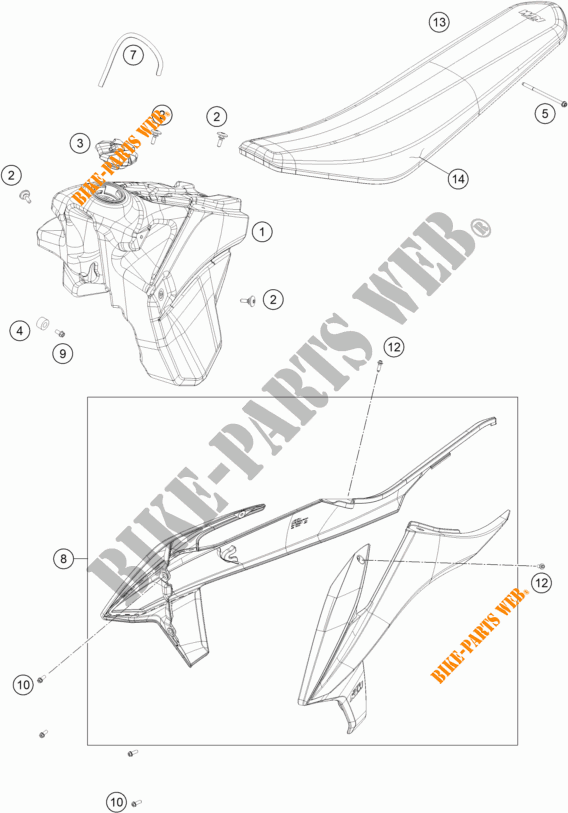 TANK / SEAT for KTM 150 EXC TPI 2022