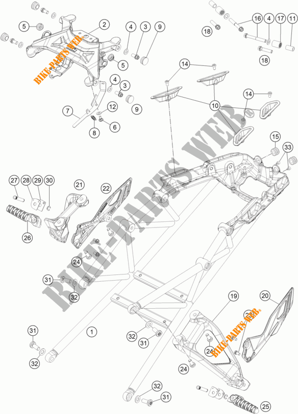 REAR SUB FRAME for KTM 1290 SUPER DUKE GT ORANGE 2017