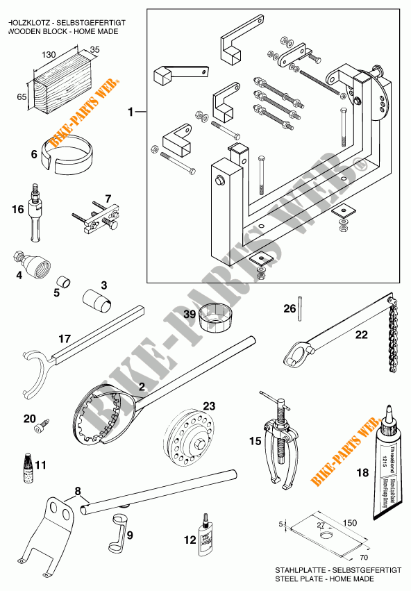 SPECIFIC TOOLS (ENGINE) for KTM 640 DUKE-E 1998