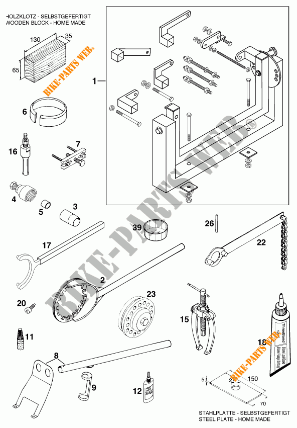 SPECIFIC TOOLS (ENGINE) for KTM 620 DUKE-E 1997