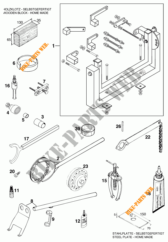 SPECIFIC TOOLS (ENGINE) for KTM 620 DUKE-E 37KW 1997