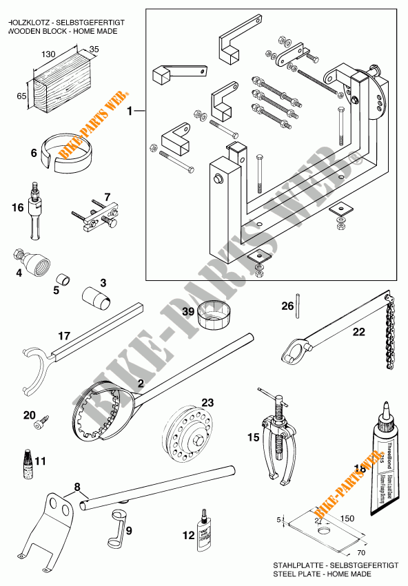 SPECIFIC TOOLS (ENGINE) for KTM 620 DUKE 37KW 1996