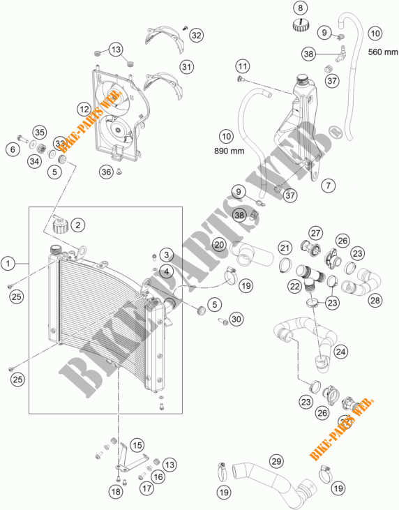 COOLING SYSTEM for KTM 1290 SUPER DUKE GT ORANGE ABS 2016