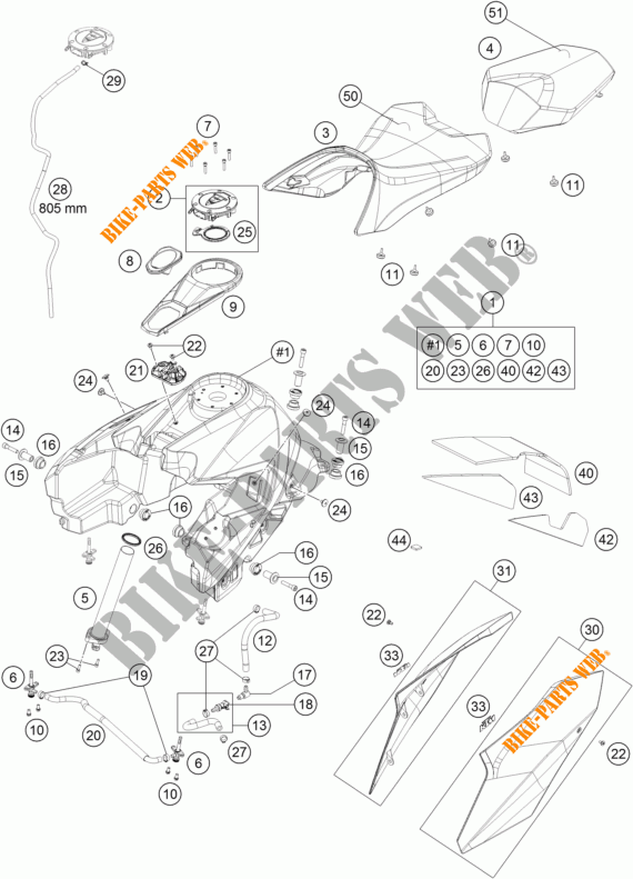 TANK / SEAT for KTM 1290 SUPER DUKE GT ORANGE ABS 2016
