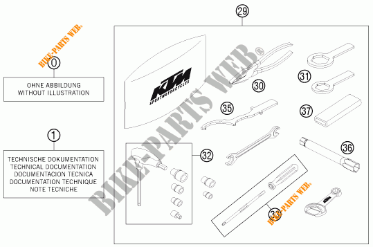 TOOL KIT / MANUALS / OPTIONS for KTM 690 DUKE R ABS 2016