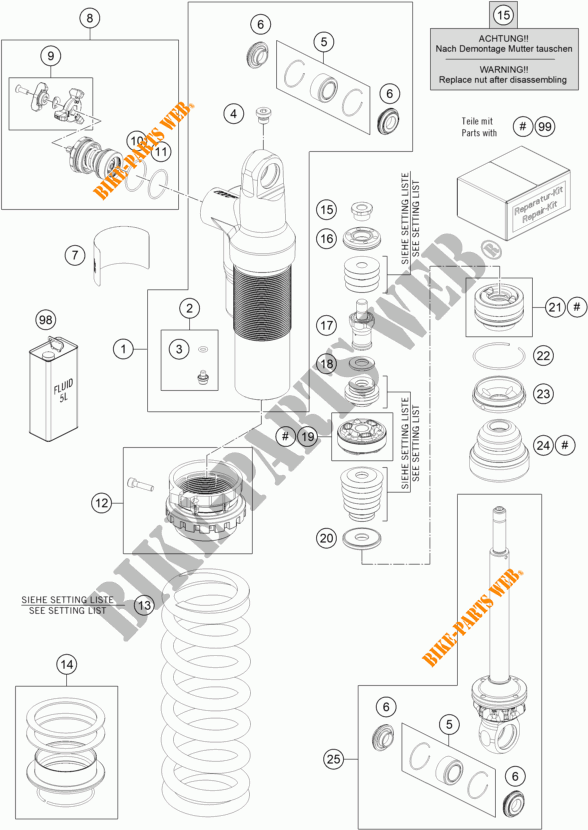SHOCK ABSORBER (PARTS) for KTM 150 EXC 2024