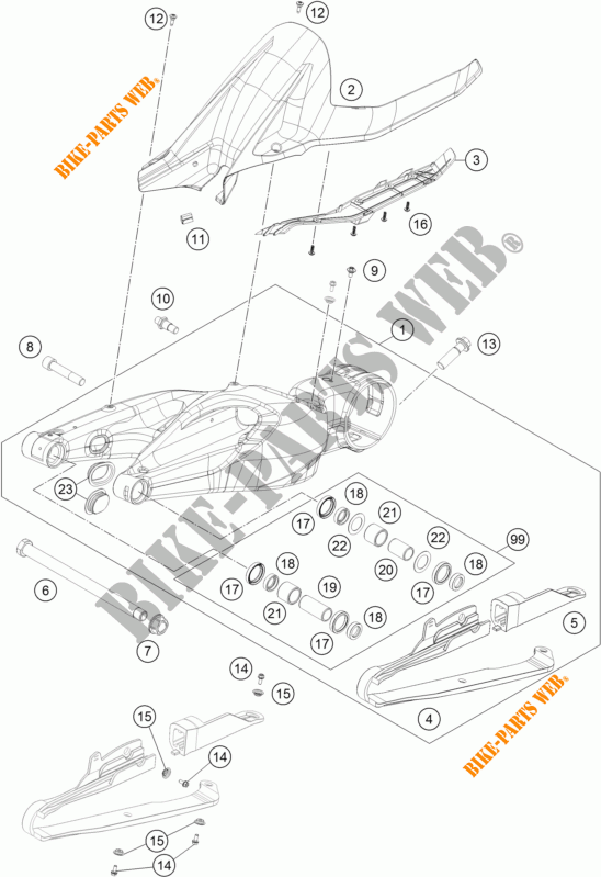 SWINGARM for KTM 1290 SUPER DUKE GT GREY ABS 2016