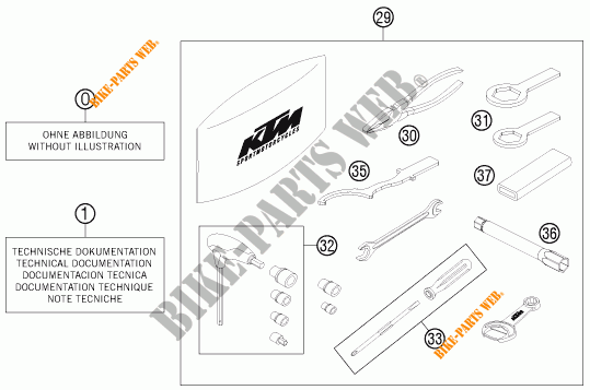 TOOL KIT / MANUALS / OPTIONS for KTM 690 DUKE R ABS 2015