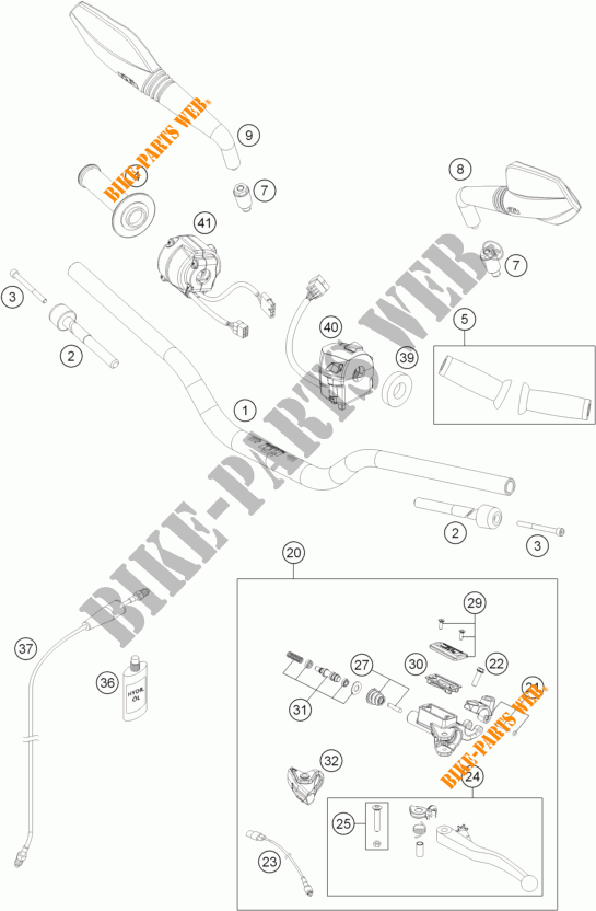 HANDLEBAR / CONTROLS for KTM 690 DUKE R ABS 2015
