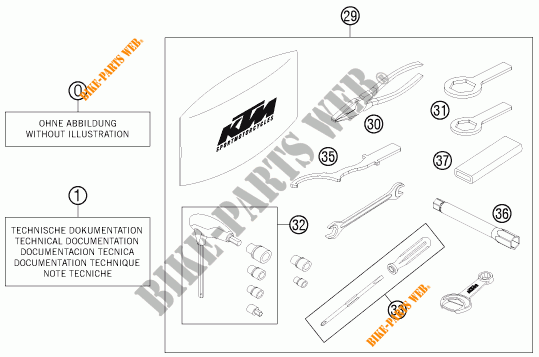 TOOL KIT / MANUALS / OPTIONS for KTM 690 DUKE R ABS 2014