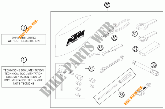 TOOL KIT / MANUALS / OPTIONS for KTM 690 DUKE R ABS 2014