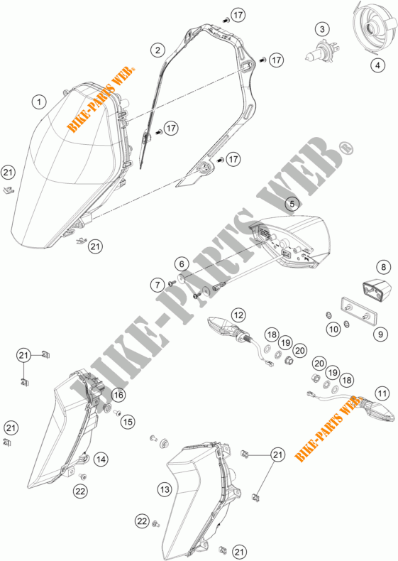HEADLIGHT / TAIL LIGHT for KTM 1290 SUPER DUKE GT ORANGE ABS 2016