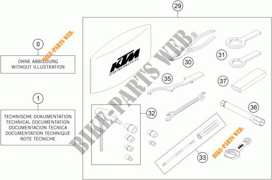 TOOL KIT / MANUALS / OPTIONS for KTM 690 DUKE ORANGE 2018