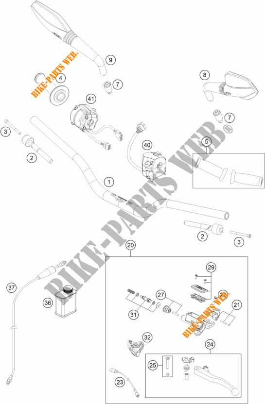 HANDLEBAR / CONTROLS for KTM 690 DUKE ORANGE 2017
