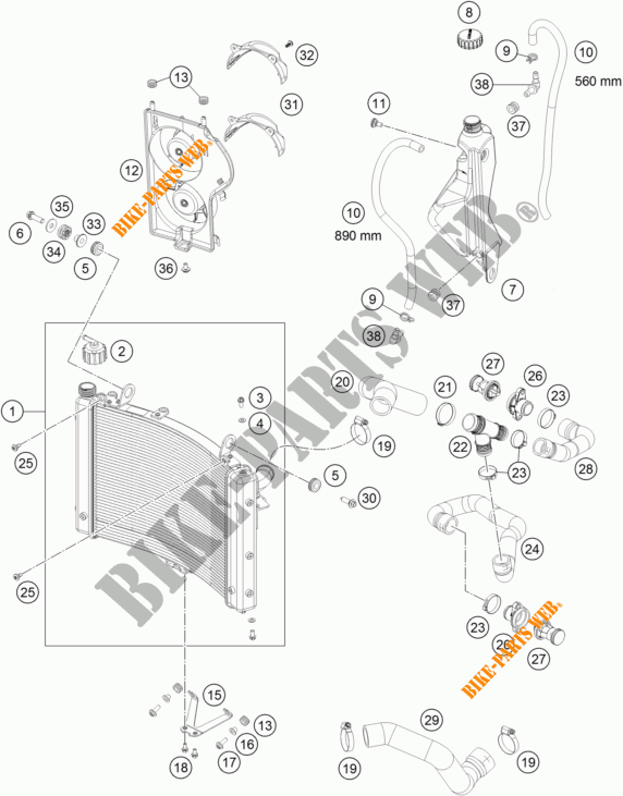 COOLING SYSTEM for KTM 1290 SUPER DUKE GT GREY ABS 2016