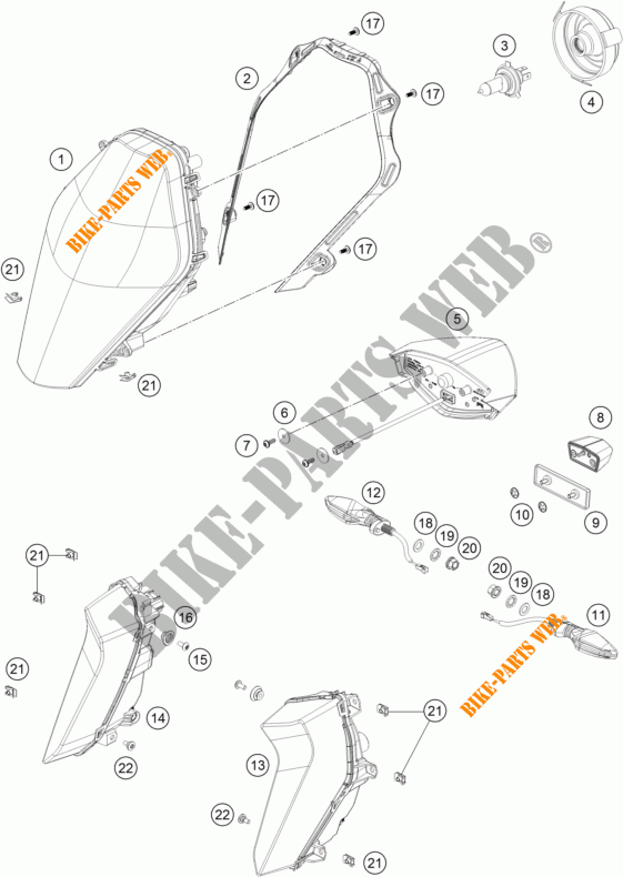 HEADLIGHT / TAIL LIGHT for KTM 1290 SUPER DUKE GT GREY ABS 2016