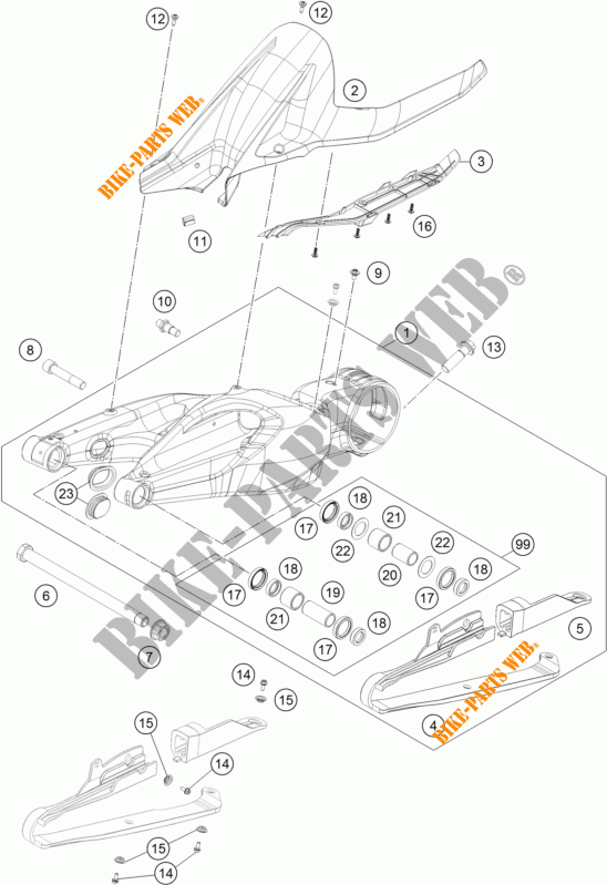 SWINGARM for KTM 1290 SUPER DUKE GT GREY ABS 2016