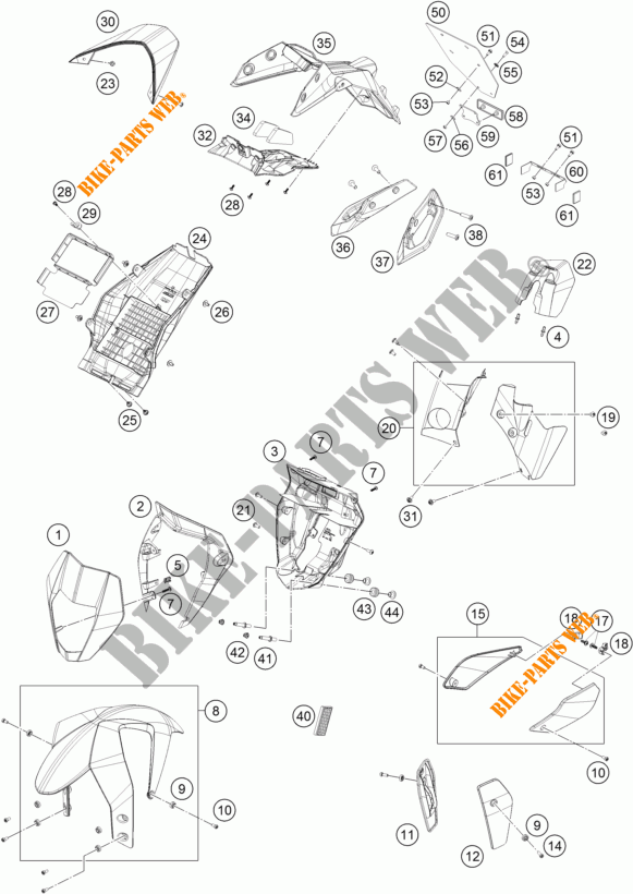 PLASTICS for KTM 690 DUKE ORANGE 2017