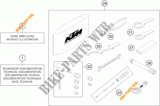TOOL KIT / MANUALS / OPTIONS for KTM 690 DUKE WHITE 2017