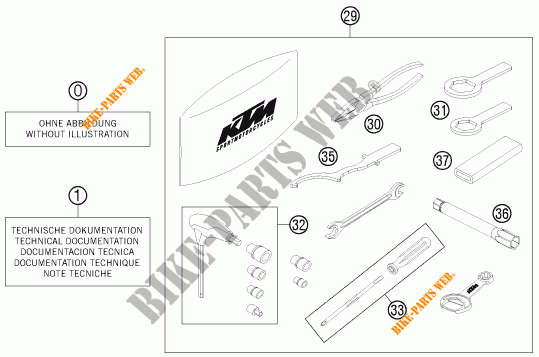 TOOL KIT / MANUALS / OPTIONS for KTM 690 DUKE ORANGE ABS 2016