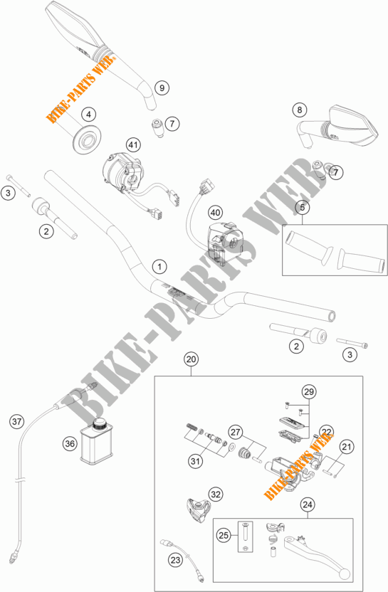 HANDLEBAR / CONTROLS for KTM 690 DUKE ORANGE ABS 2016