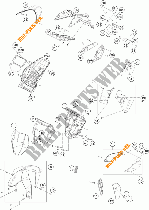 PLASTICS for KTM 690 DUKE WHITE ABS 2016