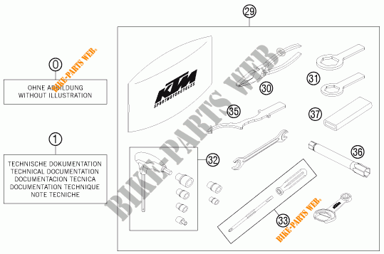 TOOL KIT / MANUALS / OPTIONS for KTM 690 DUKE WHITE ABS 2016