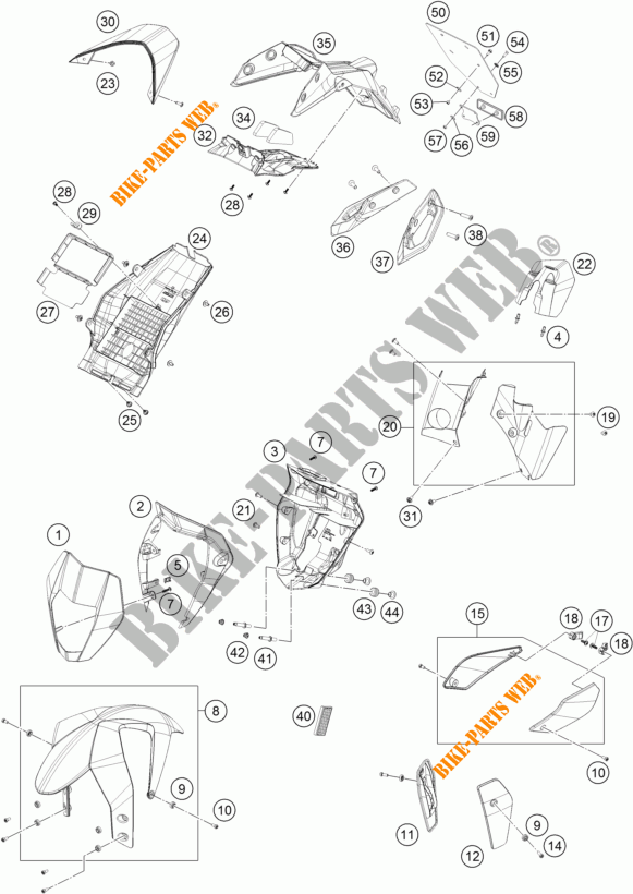PLASTICS for KTM 690 DUKE ORANGE ABS 2016