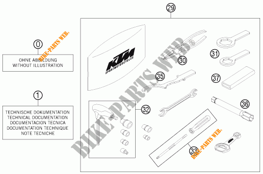 TOOL KIT / MANUALS / OPTIONS for KTM 690 DUKE ORANGE ABS 2016