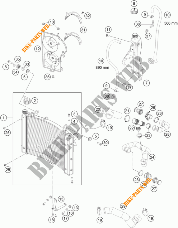 COOLING SYSTEM for KTM 1290 SUPER DUKE GT ORANGE ABS 2016