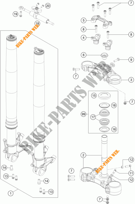FRONT FORK / TRIPLE CLAMP for KTM 1290 SUPER DUKE GT ORANGE ABS 2016