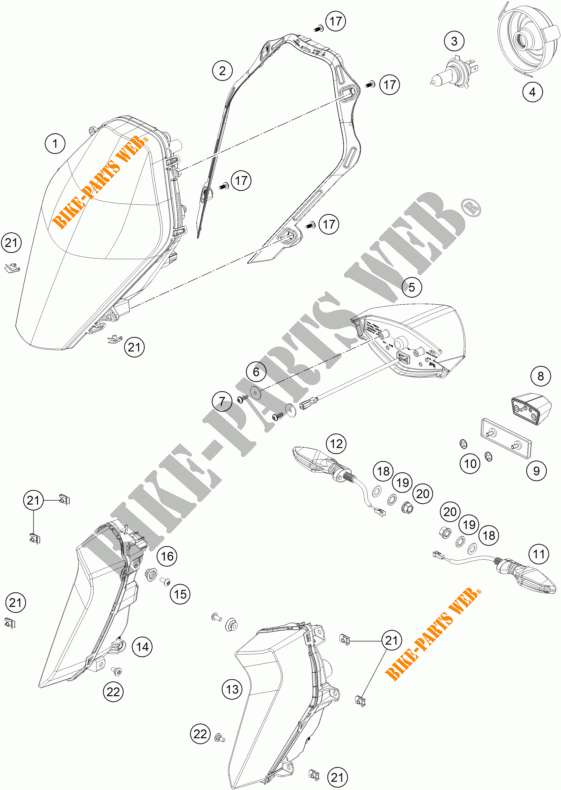 HEADLIGHT / TAIL LIGHT for KTM 1290 SUPER DUKE GT ORANGE ABS 2016