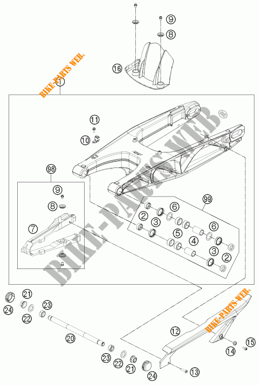 SWINGARM for KTM 690 DUKE ORANGE ABS 2016