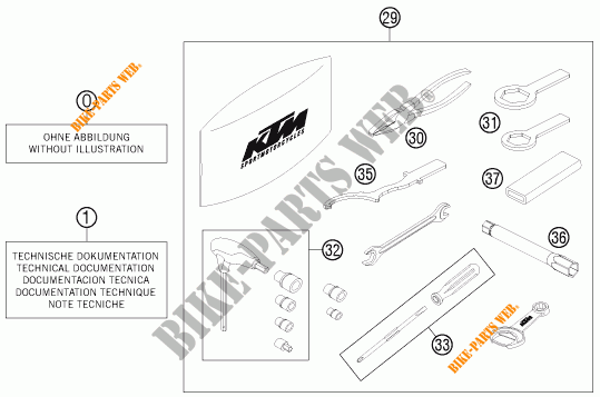 TOOL KIT / MANUALS / OPTIONS for KTM 690 DUKE WHITE ABS 2016
