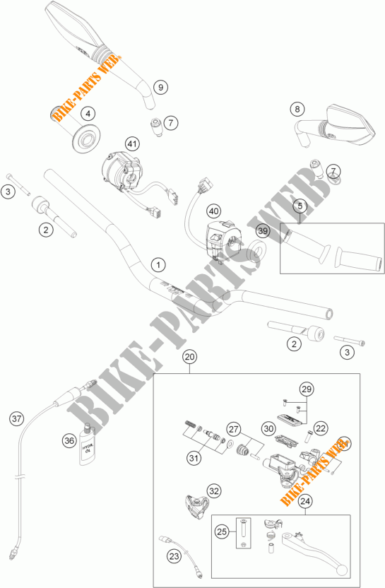 HANDLEBAR / CONTROLS for KTM 690 DUKE WHITE ABS 2015